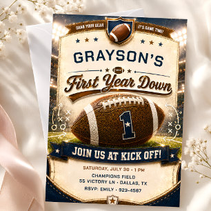 Boy 1st Birthday Football Invitation First Year Do