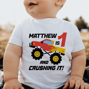 Boy 1st Birthday Monster Truck Personalised Baby T-Shirt