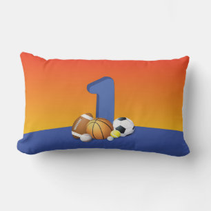 Boy 1st Birthday Sports Balls Lumbar Cushion