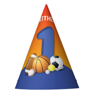 Boy 1st Birthday Sports Balls Party Hat