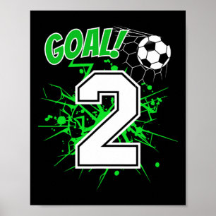 Boy 2 Years Old Kids 2nd Soccer Birthday Ll Theme Poster