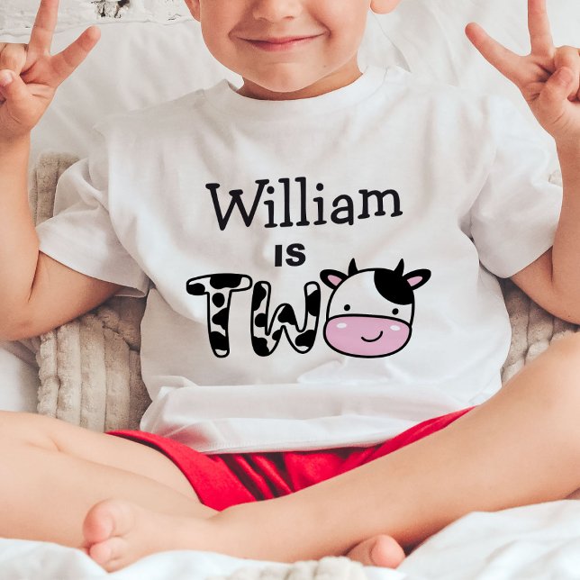 Boy 2nd Birthday Cow Two Personalised T-Shirt (Creator Uploaded)