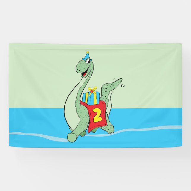 Boy, 2nd Birthday Dinosaur Banner (Horizontal)