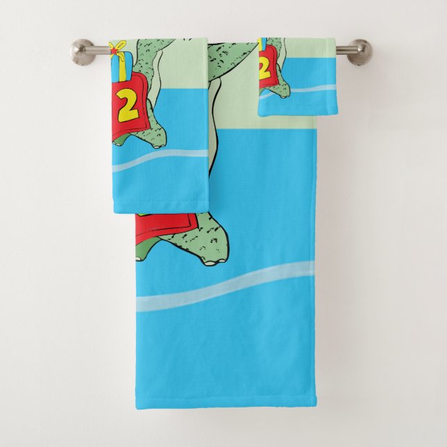 Boy, 2nd Birthday Dinosaur Bath Towel Set (Insitu)