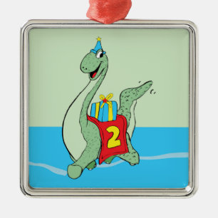 Boy, 2nd Birthday Dinosaur Metal Ornament