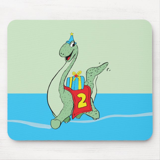 Boy, 2nd Birthday Dinosaur Mouse Pad (Front)