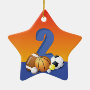 Boy 2nd Birthday Sports Balls Ceramic Ornament