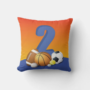 Boy 2nd Birthday Sports Balls Cushion