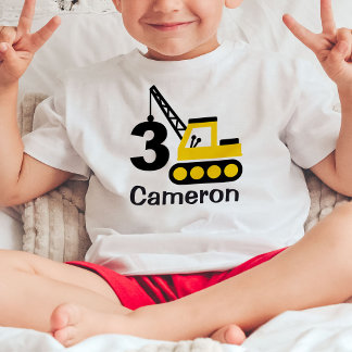 Boy 3rd Birthday Construction Crane T-Shirt