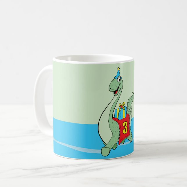 Boy, 3rd Birthday Dinosaur Coffee Mug (Front Left)