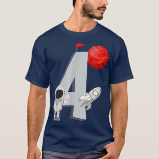 Boy 4th Birthday  Astronaut 4 Years  T-Shirt