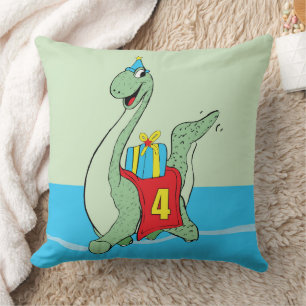 Boy, 4th Birthday Dinosaur Cushion