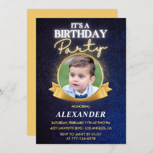 Boy 4th birthday invitations Elegant Chic Photo
