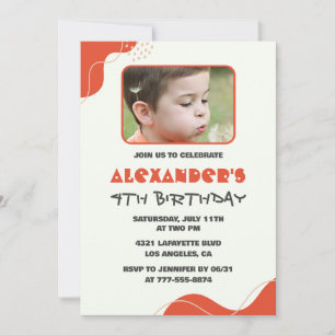 Boy 4th birthday invitations Modern Photo Red