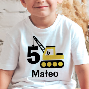 Boy 5th Birthday Construction Crane Personalised Baby T-Shirt
