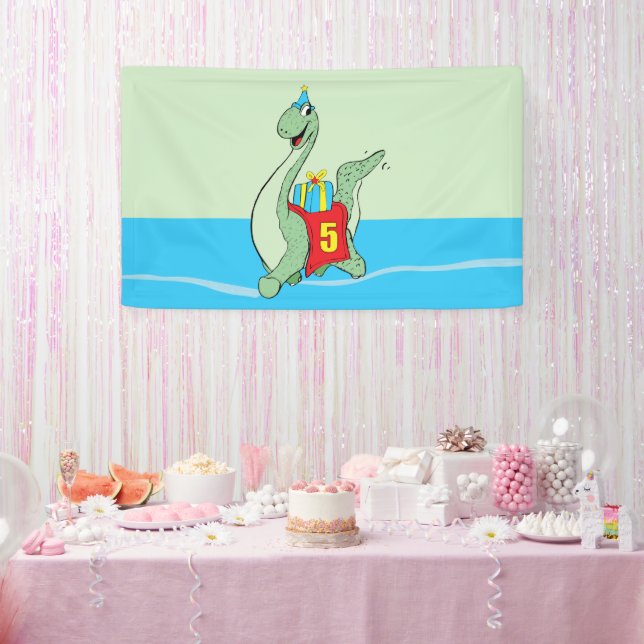 Boy, 5th Birthday Dinosaur Banner (Party)