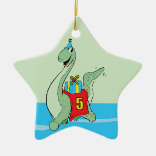 Boy, 5th Birthday Dinosaur Ceramic Ornament