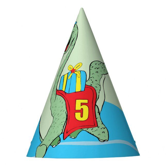 Boy, 5th Birthday Dinosaur Party Hat (Front)