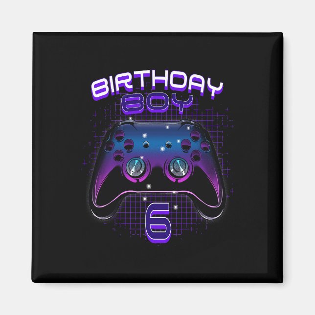 Boy 6 Video Game Controller Gamer 6th Birthday Gif Magnet (Front)