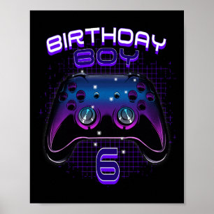 Boy 6 Video Game Controller Gamer 6th Birthday Gif Poster