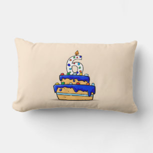 Boy 6th Birthday, 6 on Sweet Blue Cake Lumbar Cushion