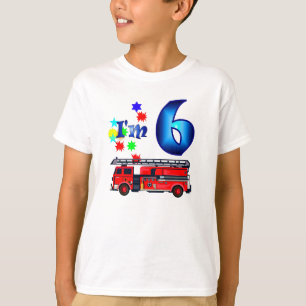 Boy 6th birthday fire engine T-Shirt