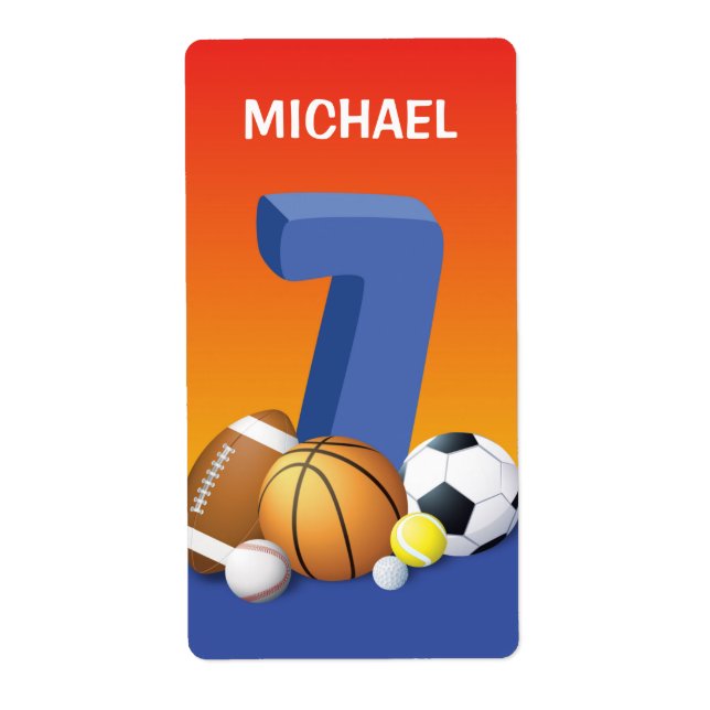 Boy 7th Birthday Sports Balls (Front)