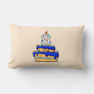Boy 8th Birthday, 8 on Sweet Blue Cake Lumbar Cushion