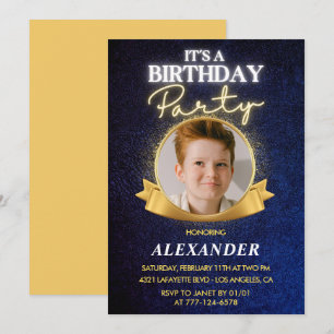 Boy 8th birthday invitations  Elegant Chic Photo