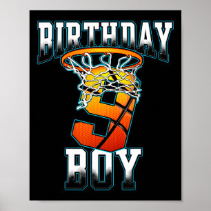 Boy 9 Years Old Birthday Gifts Bysketbyll Person Poster