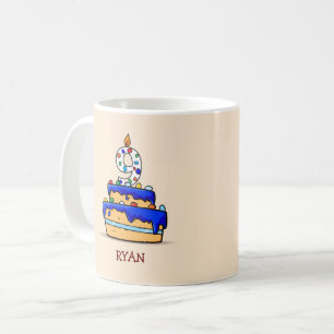 Boy 9th Birthday, 9 on Sweet Blue Cake Coffee Mug