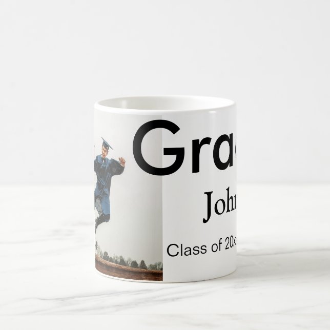 boy add name date year text QR graduation congrats Coffee Mug (Center)