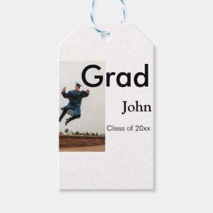 boy add name date year text QR graduation congrats Gift Tags