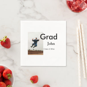 boy add name date year text QR graduation congrats Napkin