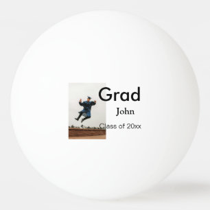 boy add name date year text QR graduation congrats Ping Pong Ball