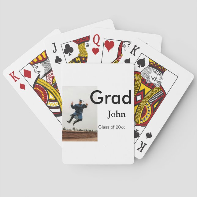 boy add name date year text QR graduation congrats Playing Cards (Back)
