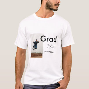 boy add name date year text QR graduation congrats T-Shirt
