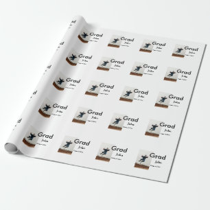 boy add name date year text QR graduation congrats Wrapping Paper