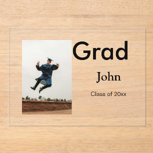 boy add name date year text QR graduation party Acrylic Invitations