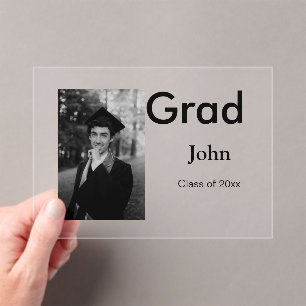 boy add name date year text QR graduation party Acrylic Invitations
