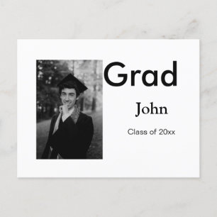boy add name date year text QR graduation party Postcard