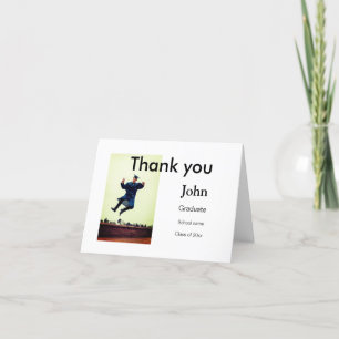 boy add name date year text QR graduation party Thank You Card