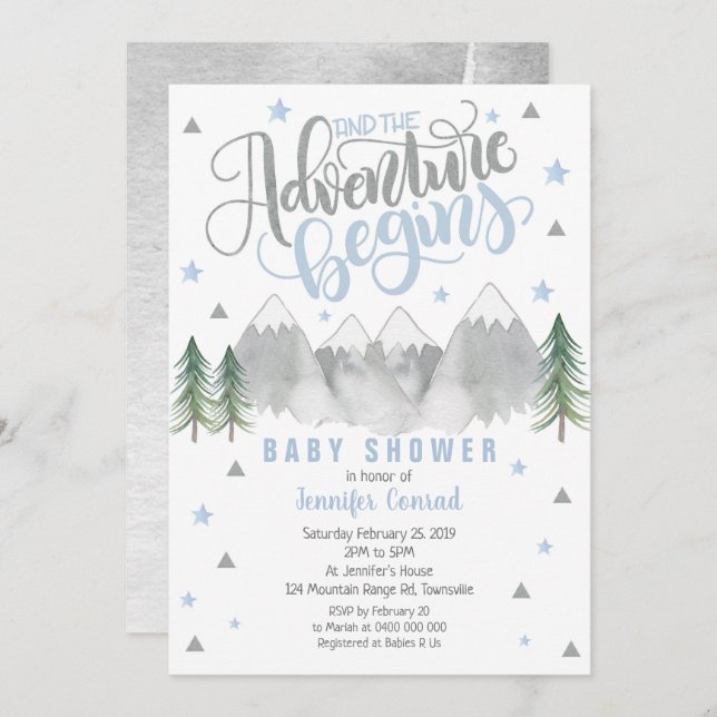 Boy Adventure Baby Shower Invitation (Front/Back)