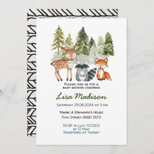 Boy Adventure Woodland Baby Shower Invitation