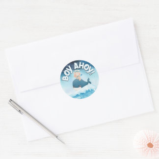 Boy Ahoy! New Baby Boy Classic Round Sticker