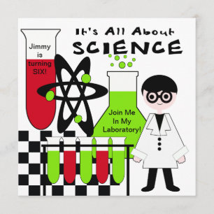 Boy All About Science Birthday Party Invitation