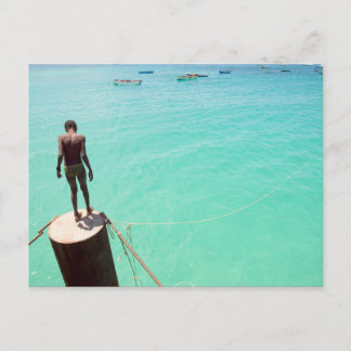 Boy And Blue Water Postcard