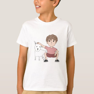 Boy and dog best friends comic on kids t-shirt