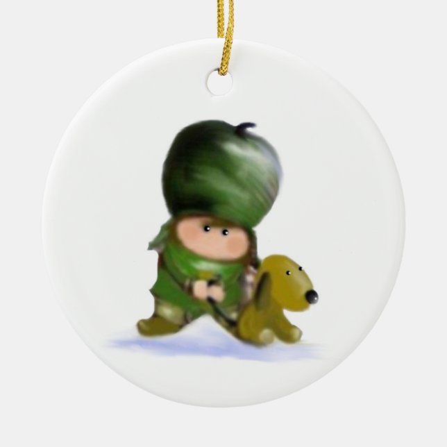 Boy and Dog Christmas Ornament (Front)