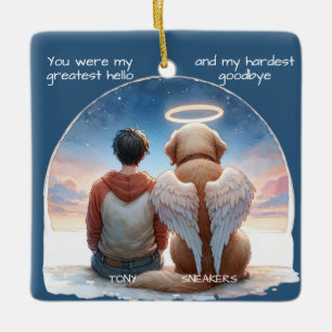 Boy and Dog Memorial Ceramic Ornament
